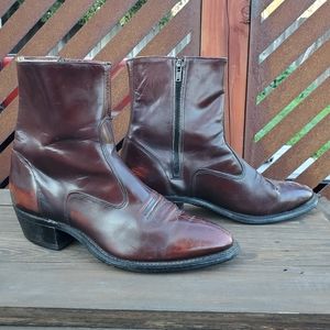 Vintage Men's Zipper Boots by Texas. Size 10 D. Leather Upper. Oxblood Color.